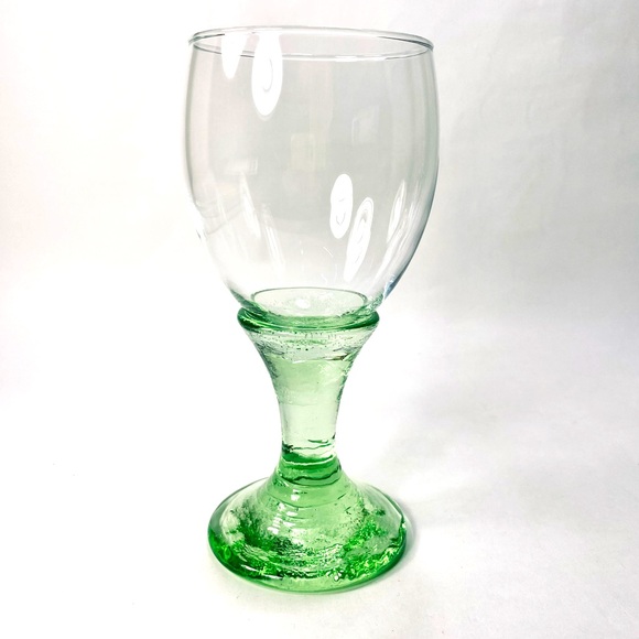 Fire & Light Recycled Glass Handmade Signed Celery Green Goblet Wine Glass - Picture 1 of 14